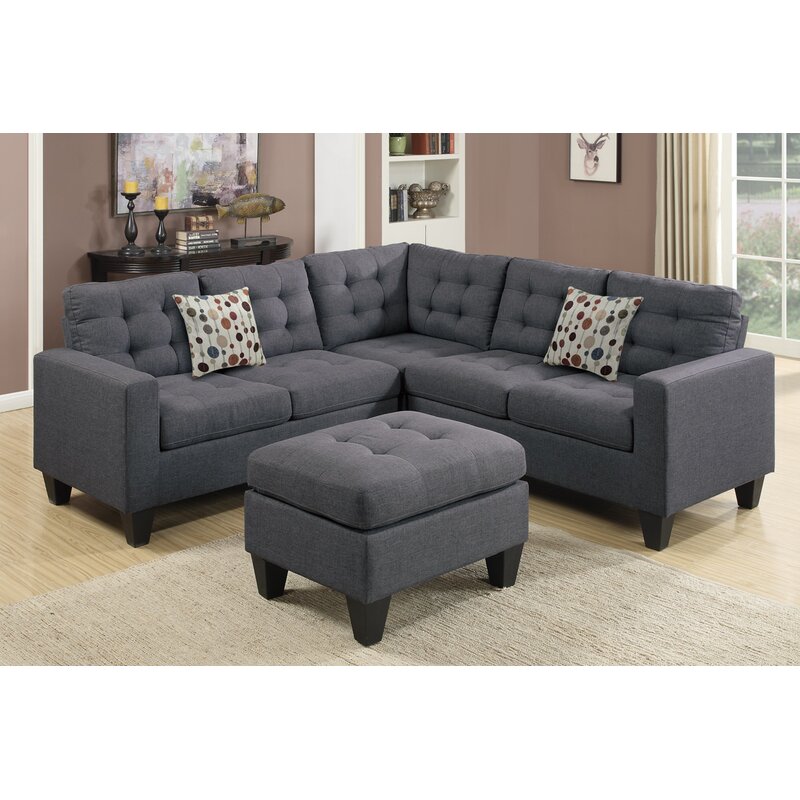 Andover Mills Pawnee 84" Symmetrical Sectional With Ottoman & Reviews ...